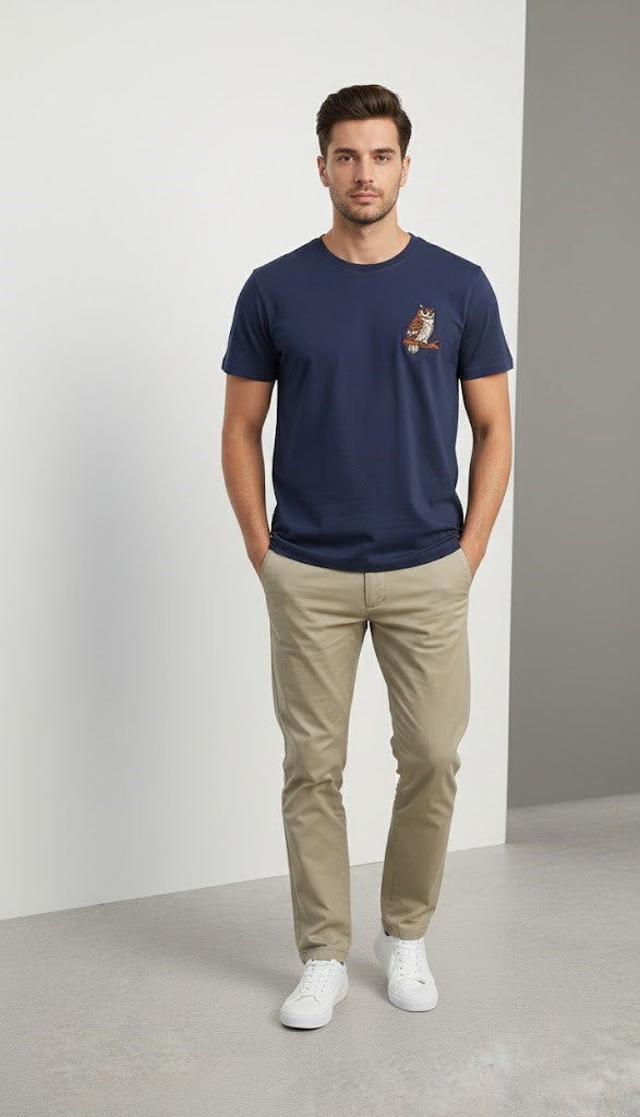 Owl:  Embroidery heavyweight oversized T shirt