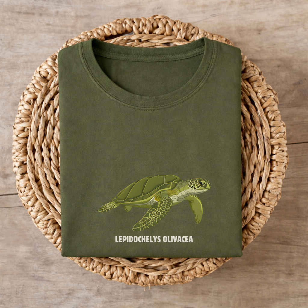 🌊 The Ocean Rider Regular Fit T-Shirt: Olive Ridley Turtle